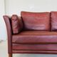 Mid century vintage danish mogens hansen 3 person sofa in burgundy leather
