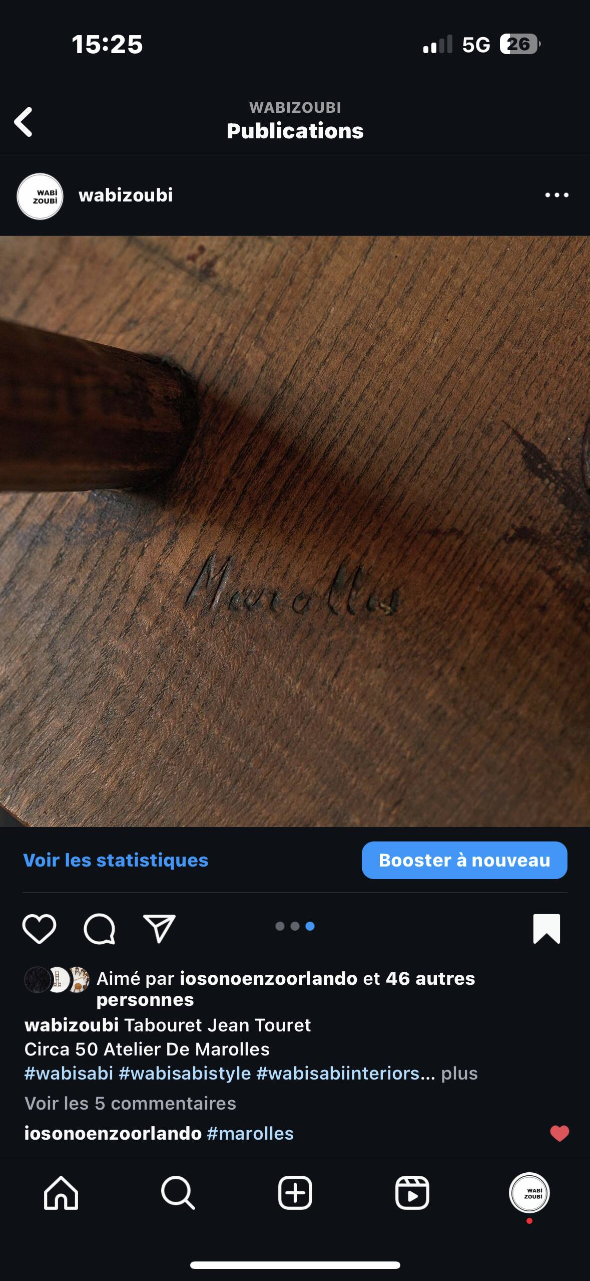 Jean Touret stool for the artisans of Marolles.