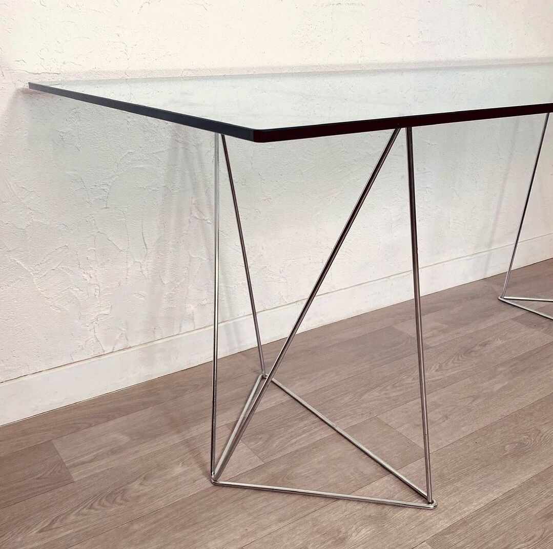 Trestle and glass desk