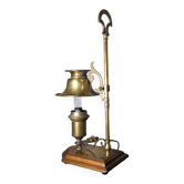 Brass and wood hot water bottle lamp 1970