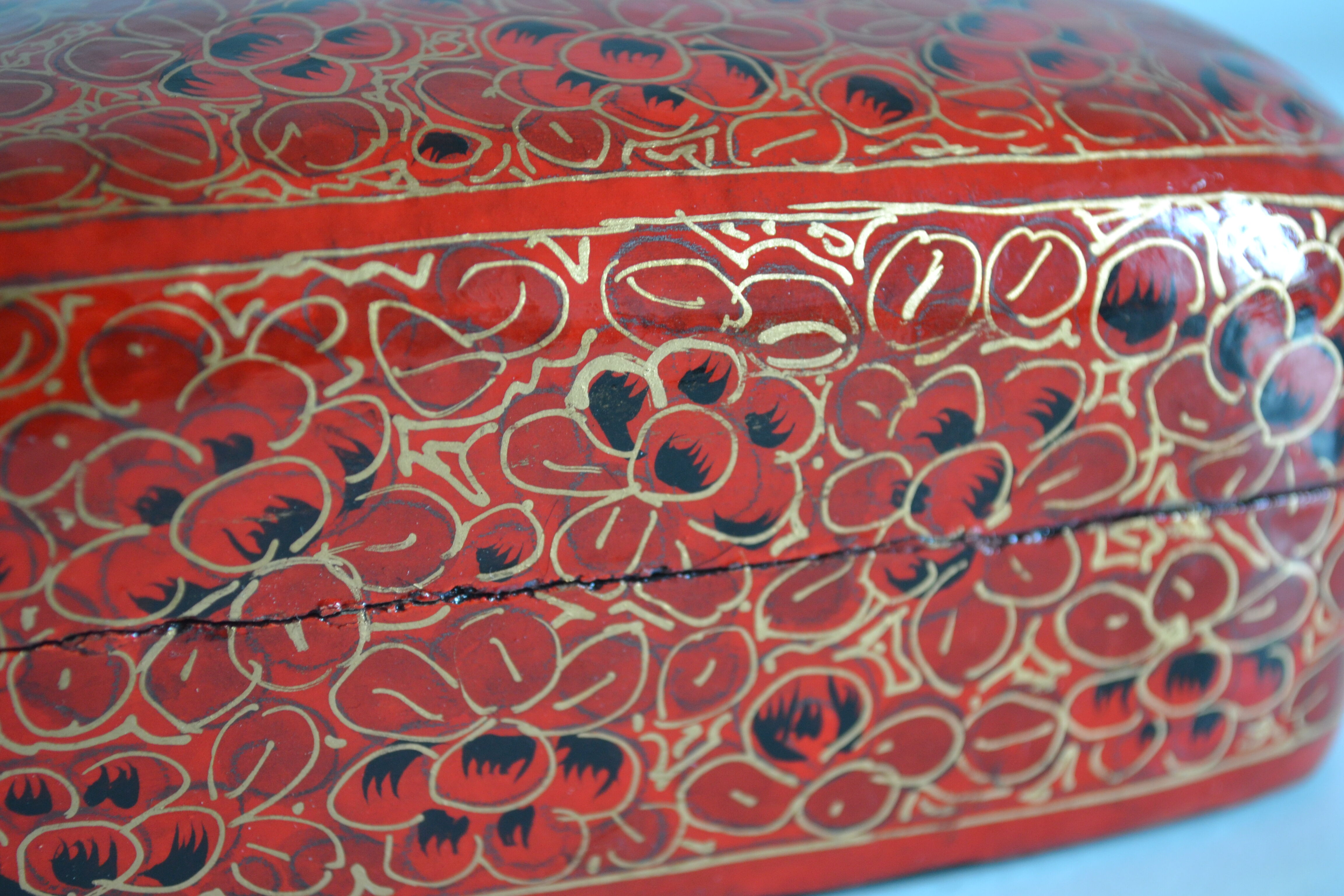 Boite a bijoux papier mache peint a la main inde xxe