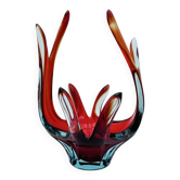 Coup Sculpture Murano Sommerso XXL Red Blue Crown Signed 1971