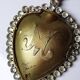 Ex-voto ancien cœur enflammé de Marie pomponne serti de strass, XIXe-XXe