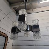 Chrome and glass pendant chandelier by Sciolari, Italy, 1960s