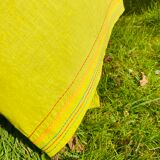 Belgian Linen Tablecloth Embroidered, Yellow Tyedie