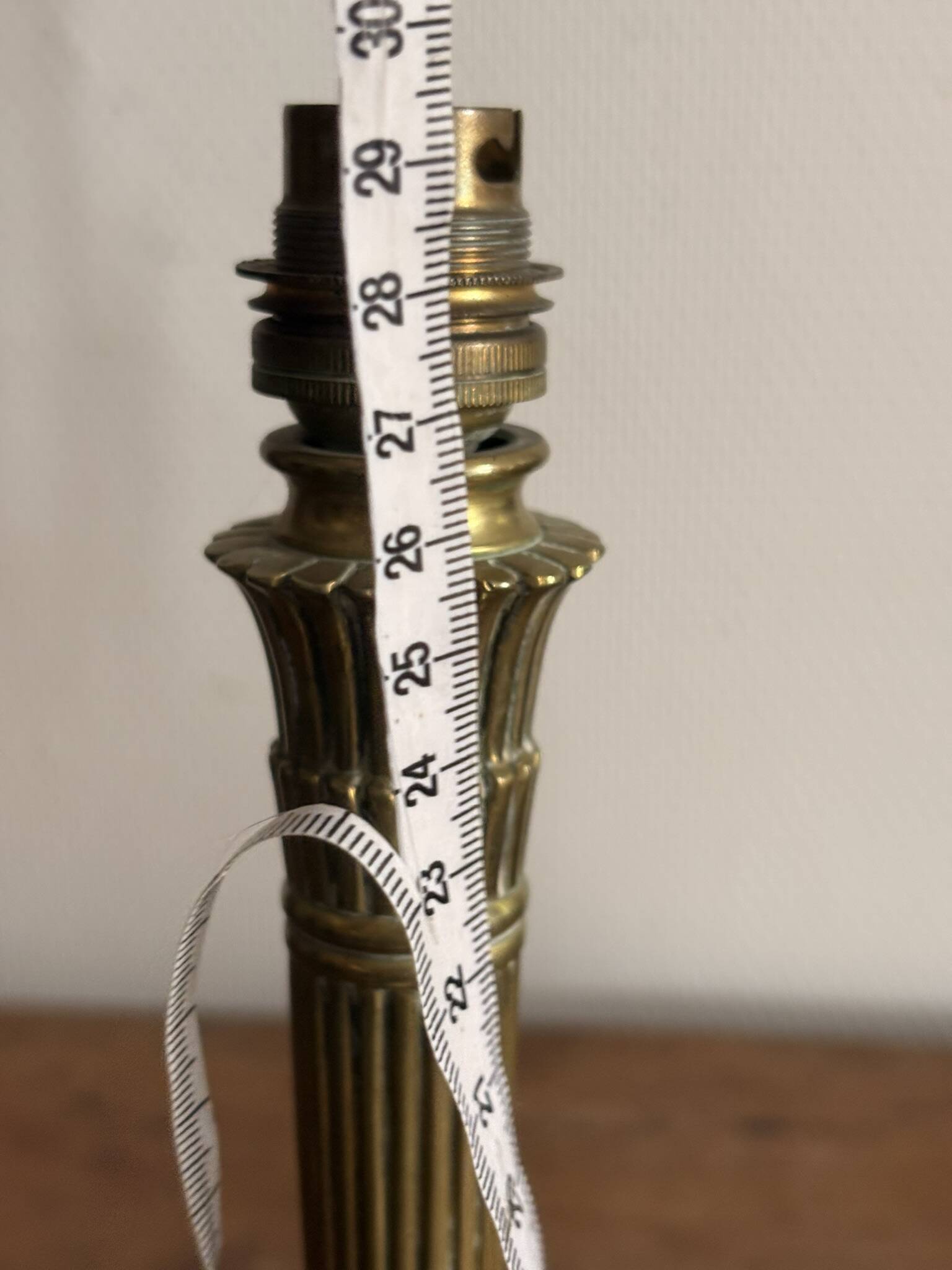 Antique Column Torchère Lamp Brass Chiseled Louis XVI Style