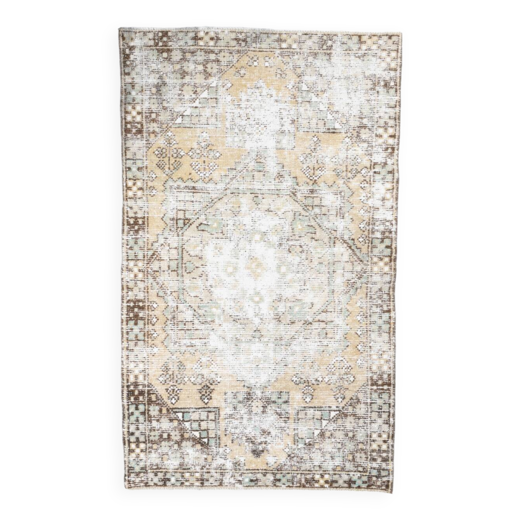 3x6 Shades Of Beige & Brown Classic Vintage Rug, 104x174Cm SK 17854