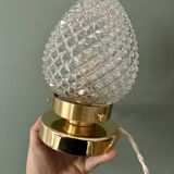 Vintage globe table lamp in diamond-point glass