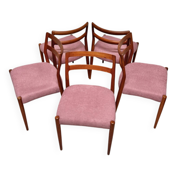 5x chaises de salle à manger en teck par johannes andersen pour uldum, années 1960