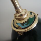 Lampe à poser de bureau en laiton col de cygne opaline verte