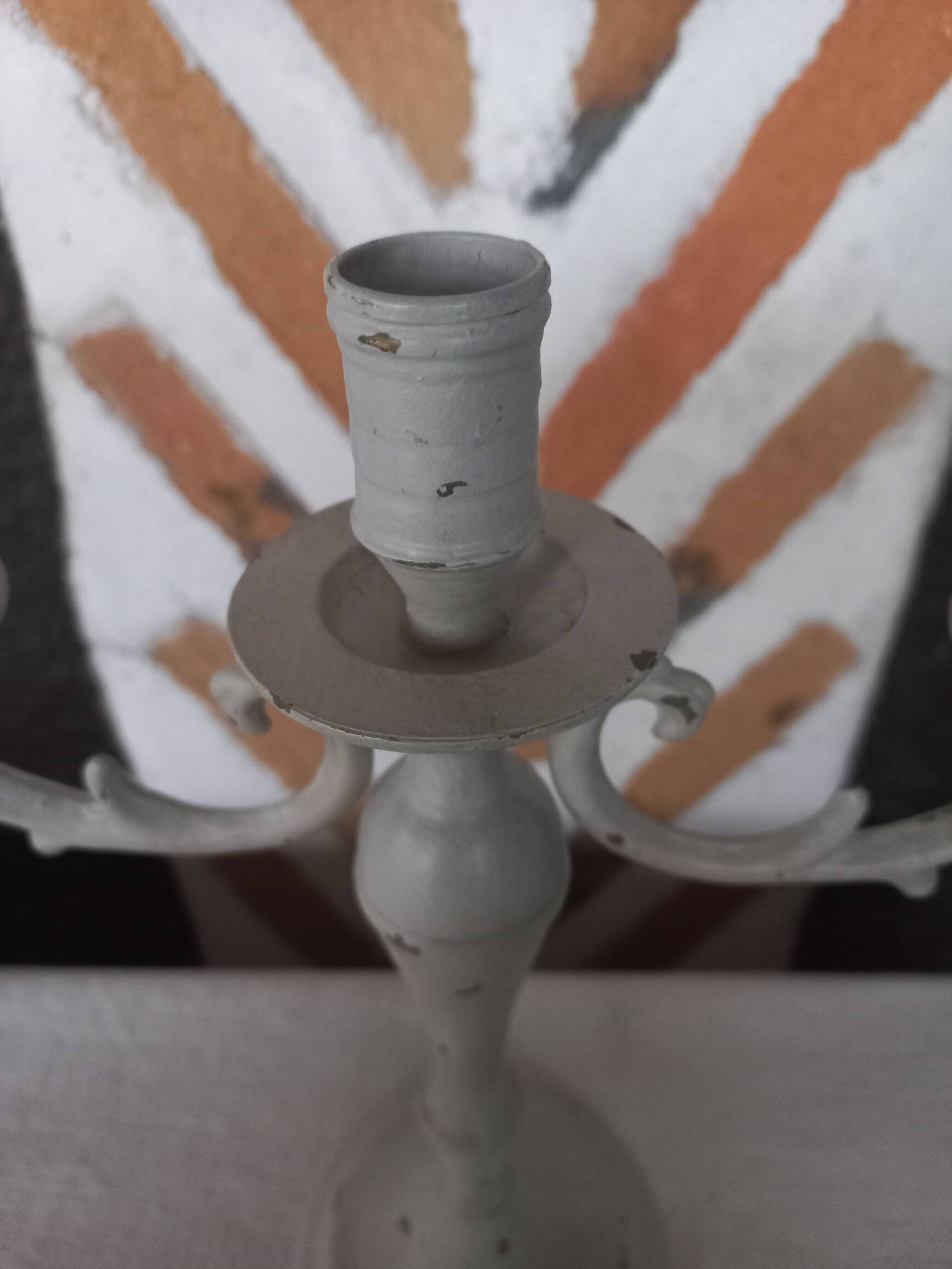 Taupe linen patinated candle holder