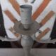 Taupe linen patinated candle holder