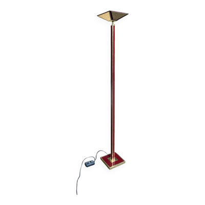 Lampadaire Halogène Vintage 80s Laiton & Bordeaux KOTT Luminaires 1980