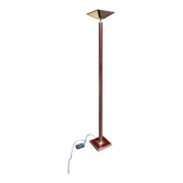 Vintage 80s Halogen Floor Lamp Brass & Burgundy KOTT Lighting 1980
