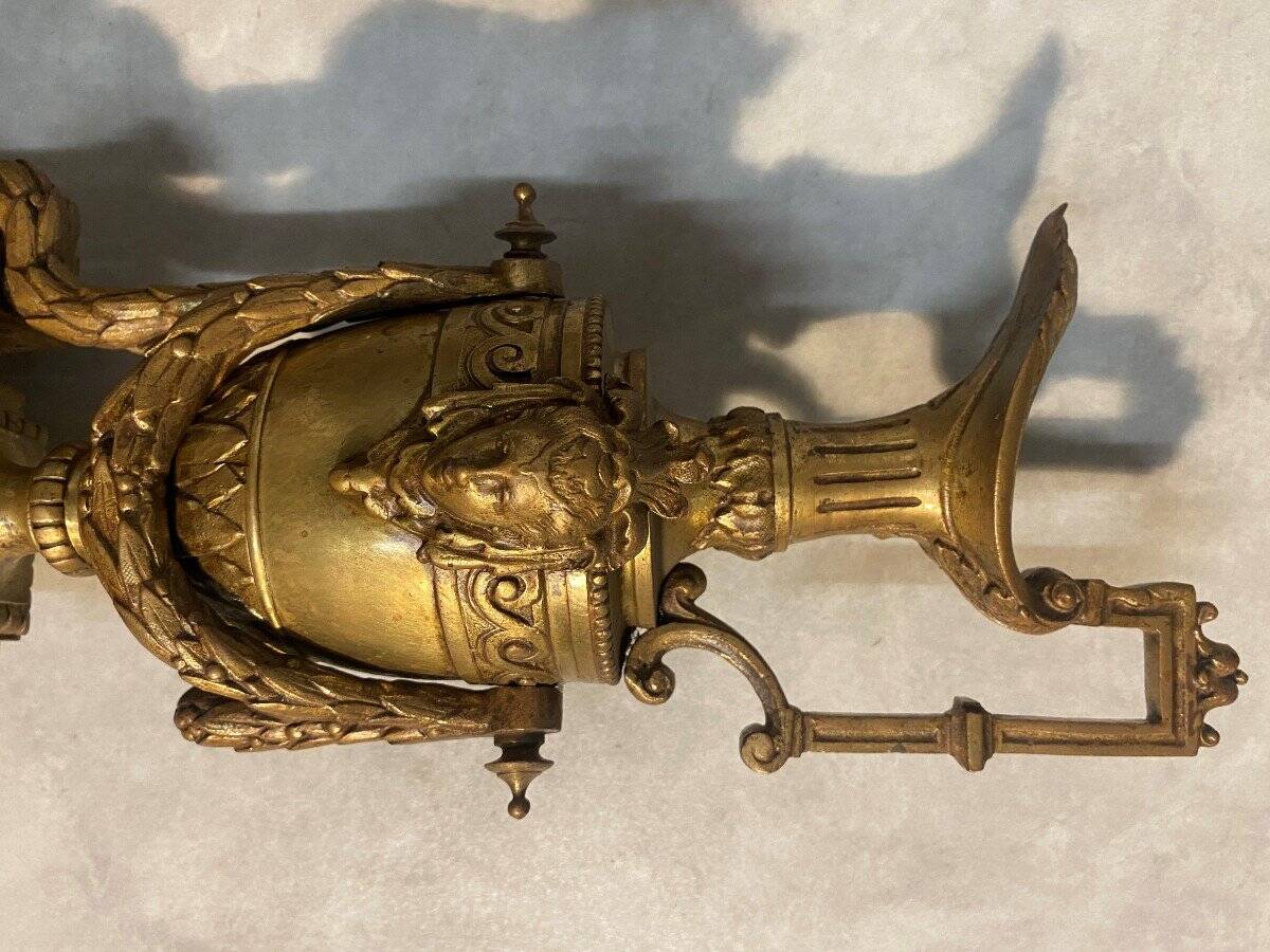 Paire de chenets en bronze Napoléon III