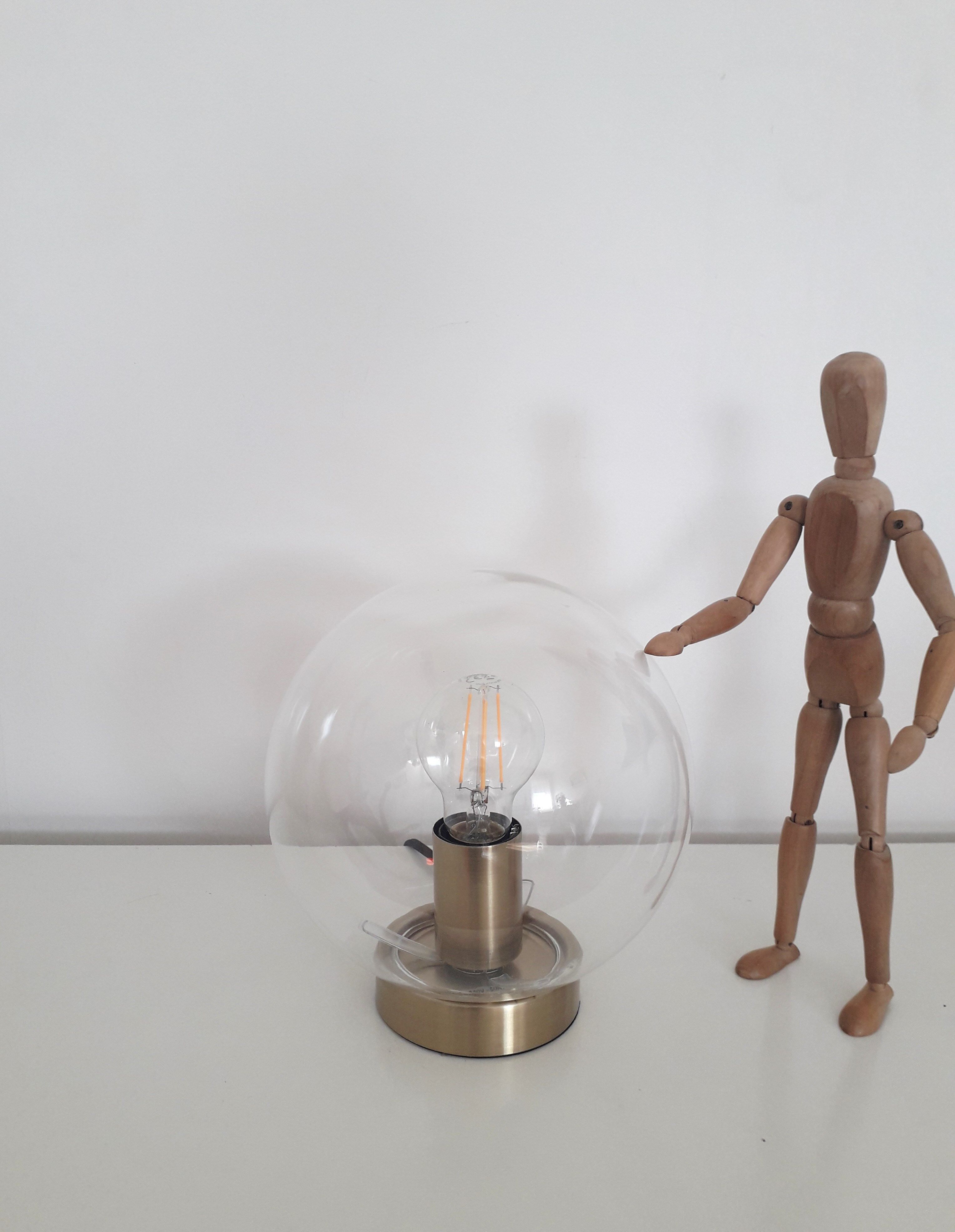 Vintage table lamp globe glass ball - 1990