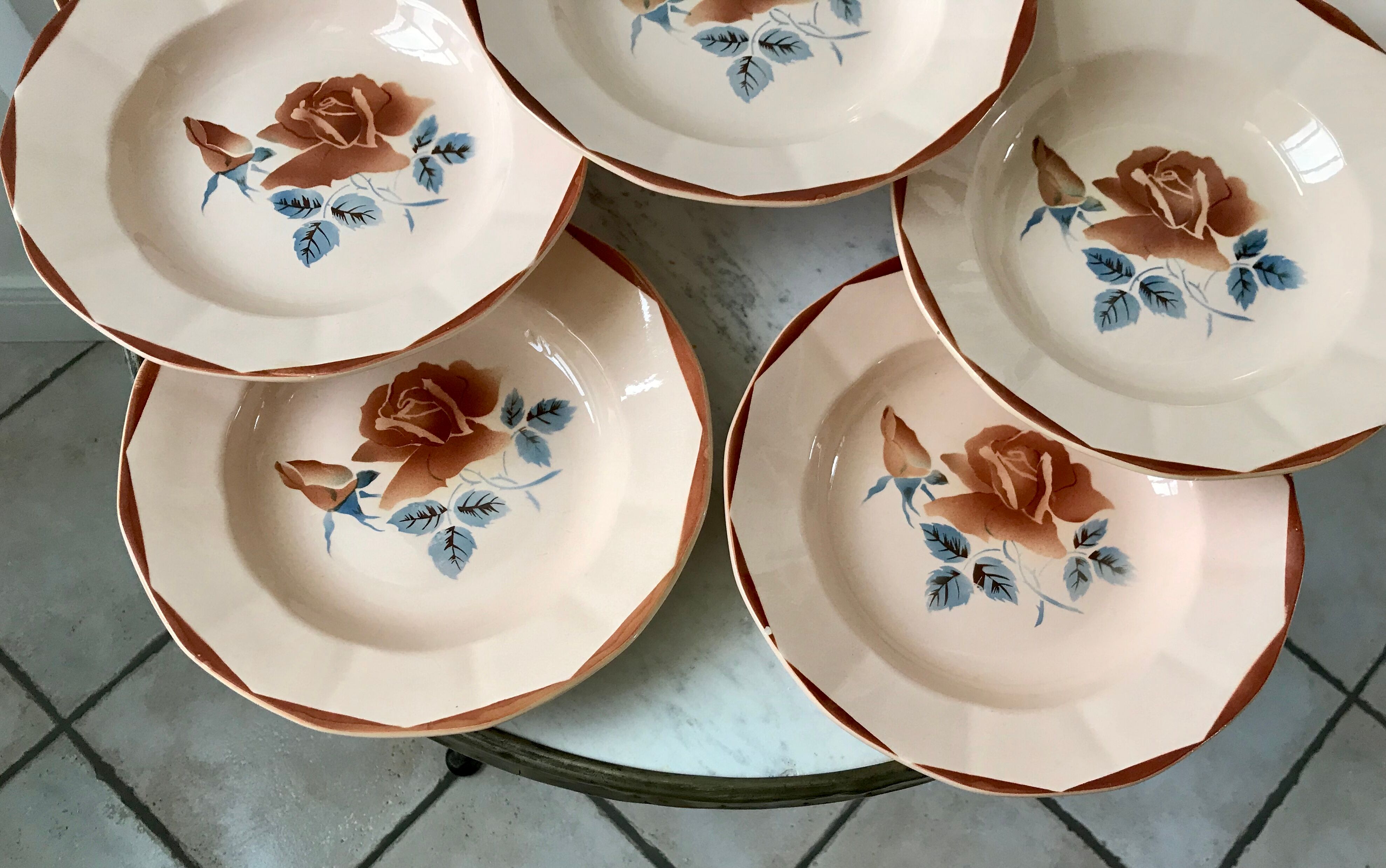 Set of 8 hollow plates Digoin Sarreguemines years 30-40
