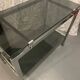 Vintage chrome and smoked grey glass trolley / dessert table circa 1970.
