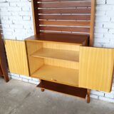 1950s Italian mid-century teak floor-to-ceiling wall unit