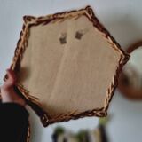 Hexagonal wicker mirror