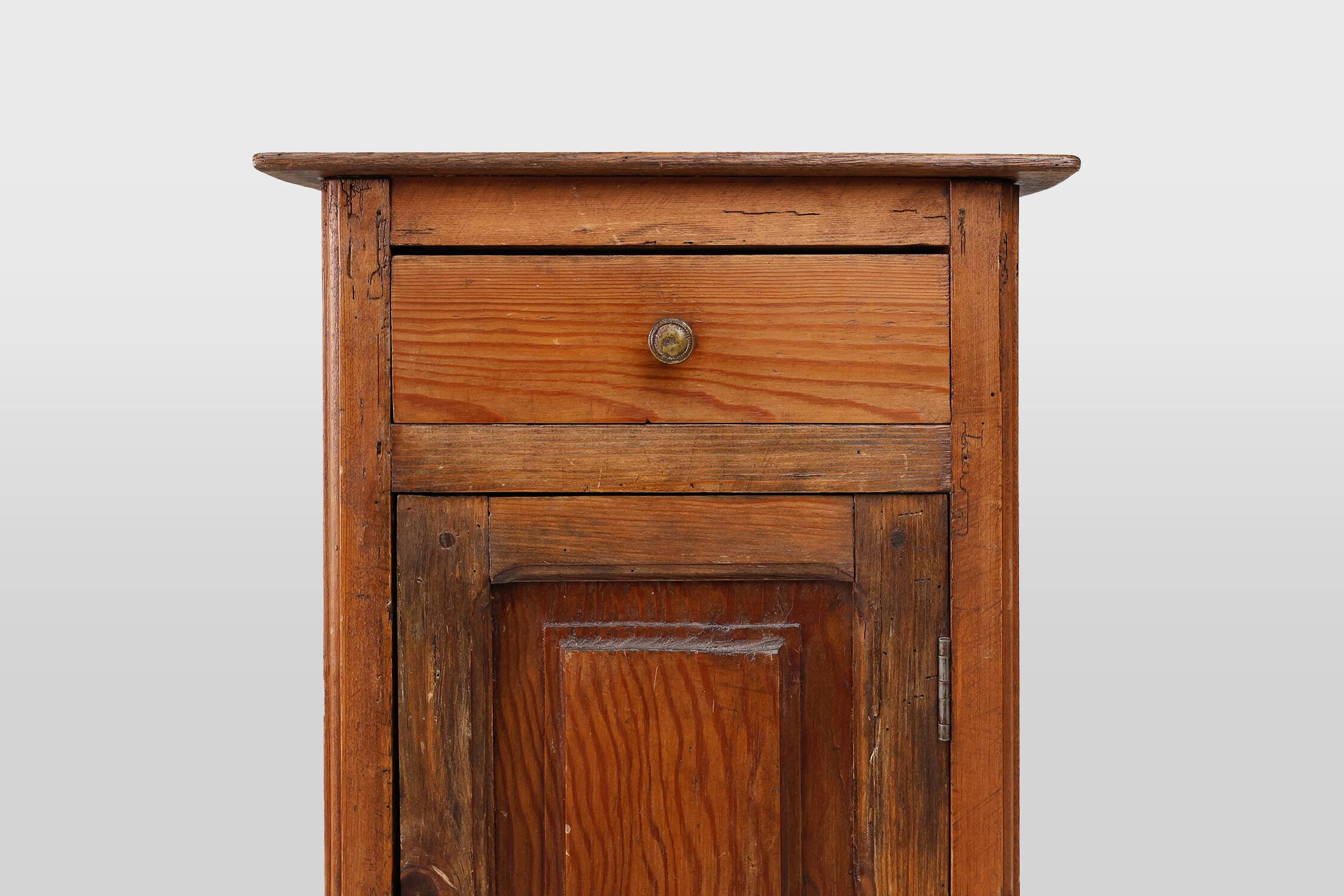 Nightstand or bedside table in pinewood, France ca. 1850