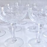 Service Champagne glass cut crystal lot of 11 stemmed glass