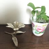 Silver metal flower ashtray