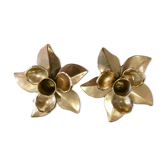 Bougeoirs fleurs en laiton vintage