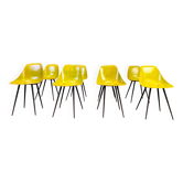 Chaises Coccinelle en fibre de verre de milieu de siècle par René Jean Caillette, années 1950 - ensemble de 8