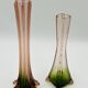 Paire de soliflores vintage en verre rose et vert