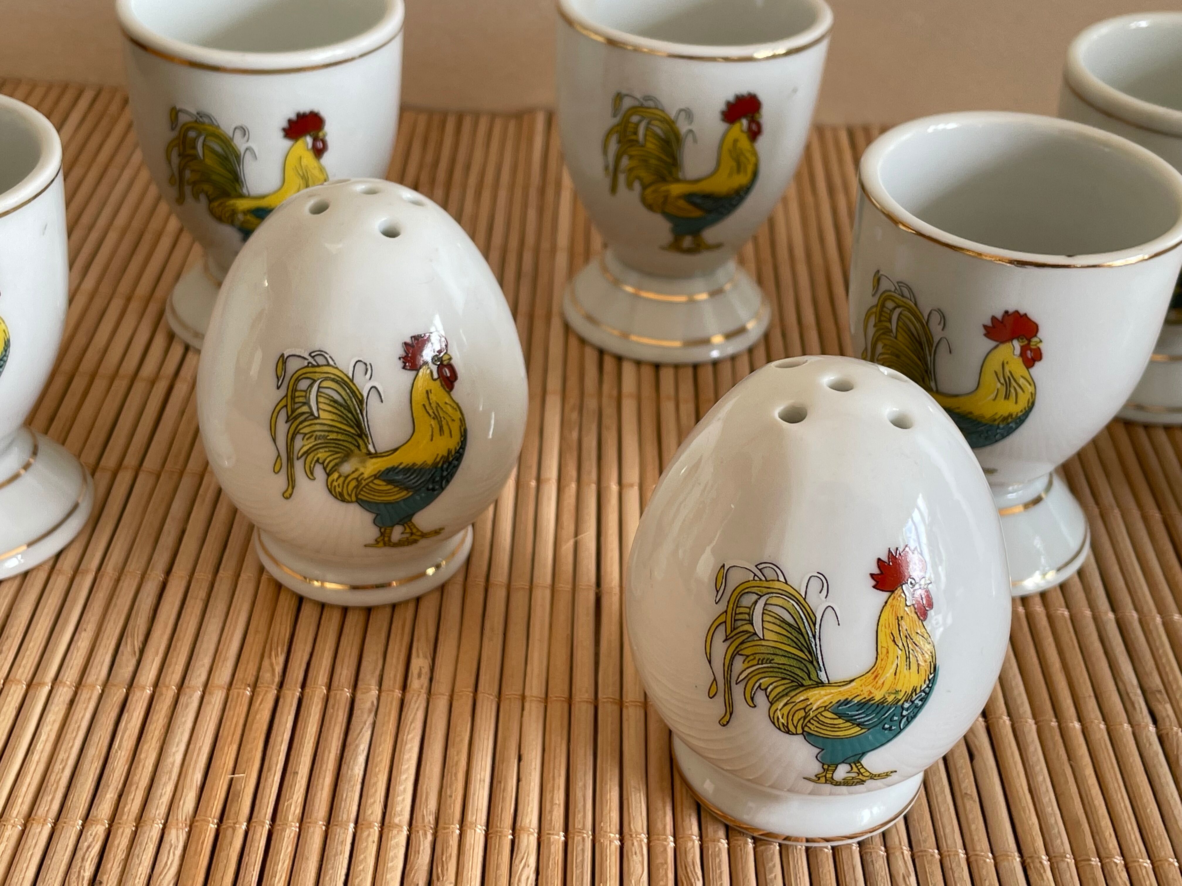 6 cockerels decoration rooster salt shaker pepper porcelain