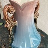 Barbotine vase with flower decoration - early 20th century