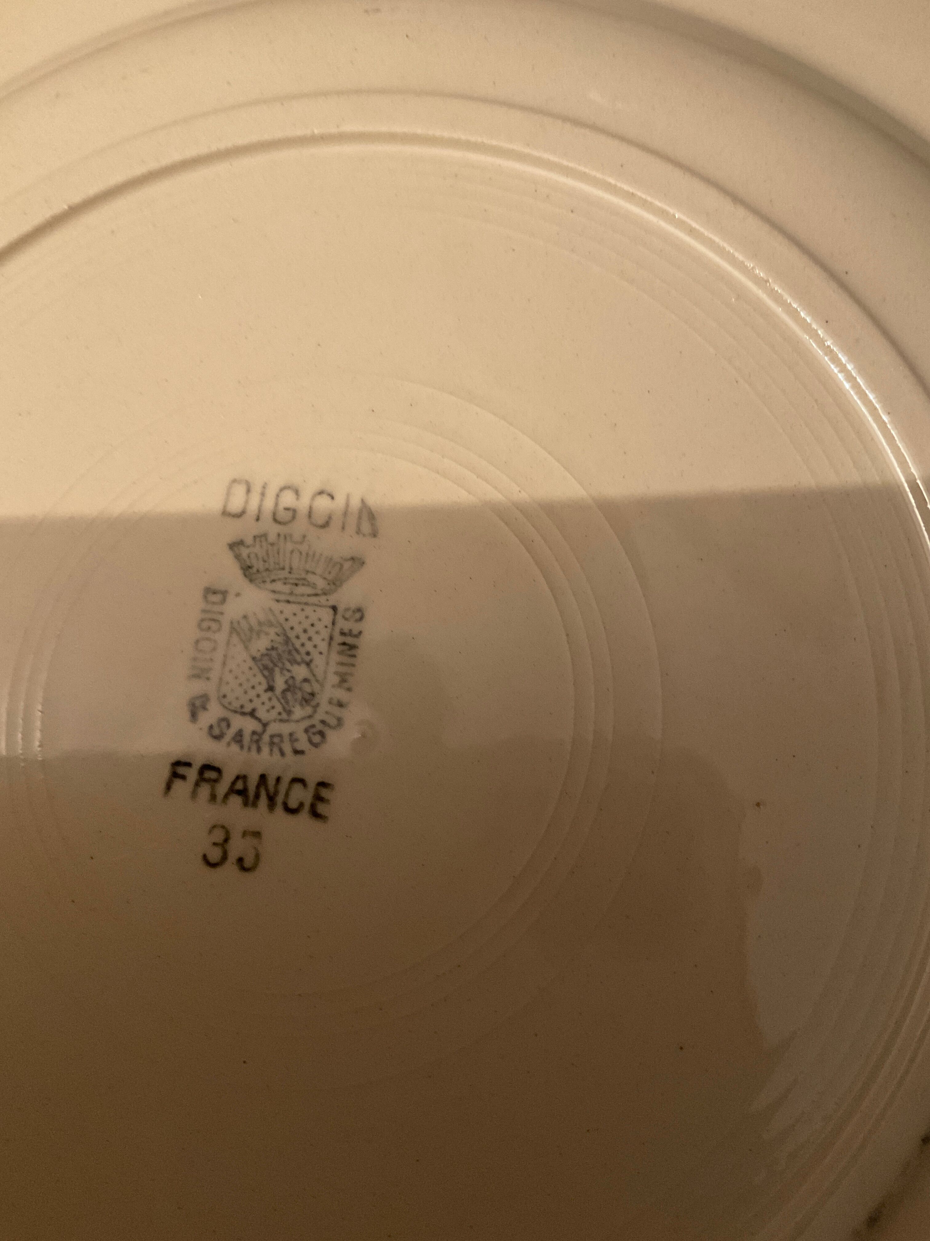 6 plates blue rose décor Digoin sarreguemines