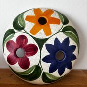 Charming vintage ceramic flower vase with floral decoration from the 1970s.