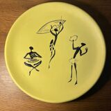 Vintage plate from the cerenne workshops, vallauris