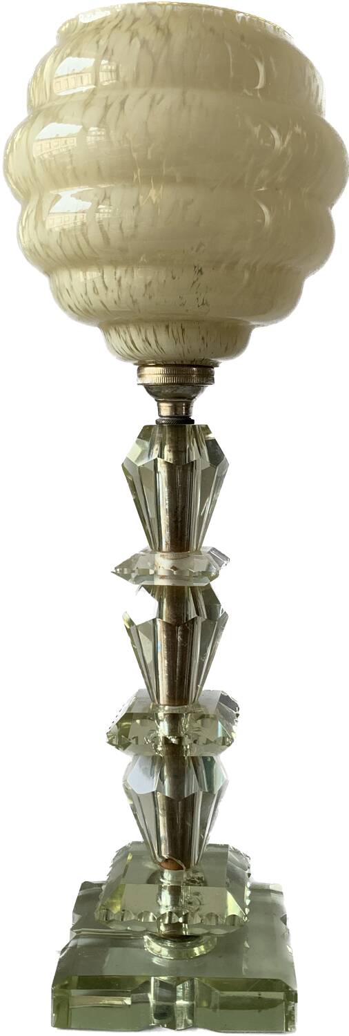 Cut glass lamp and vintage Clichy glass globe