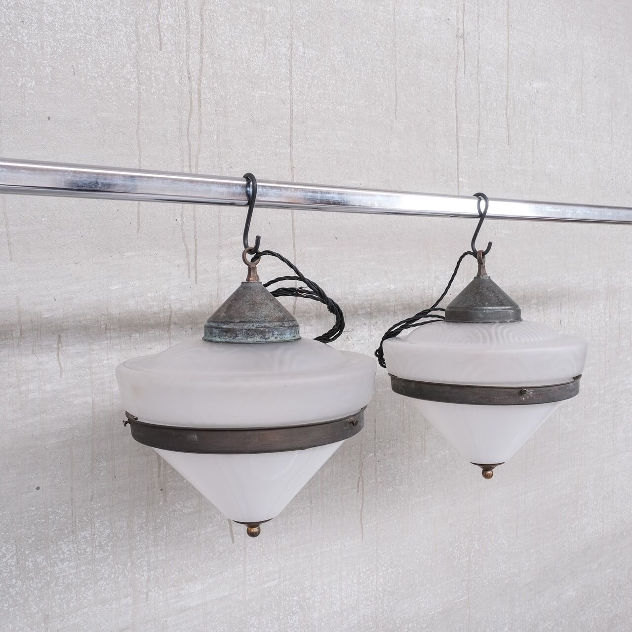 Pair of two tone french pendant lights