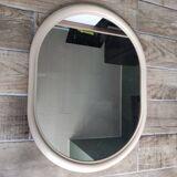 Oval mirror vintage cream plastic frame, 66x50 cm