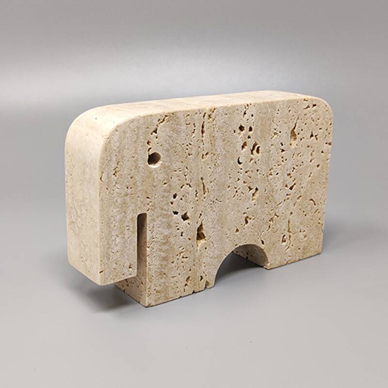 1970s original travertine elephant sculpture