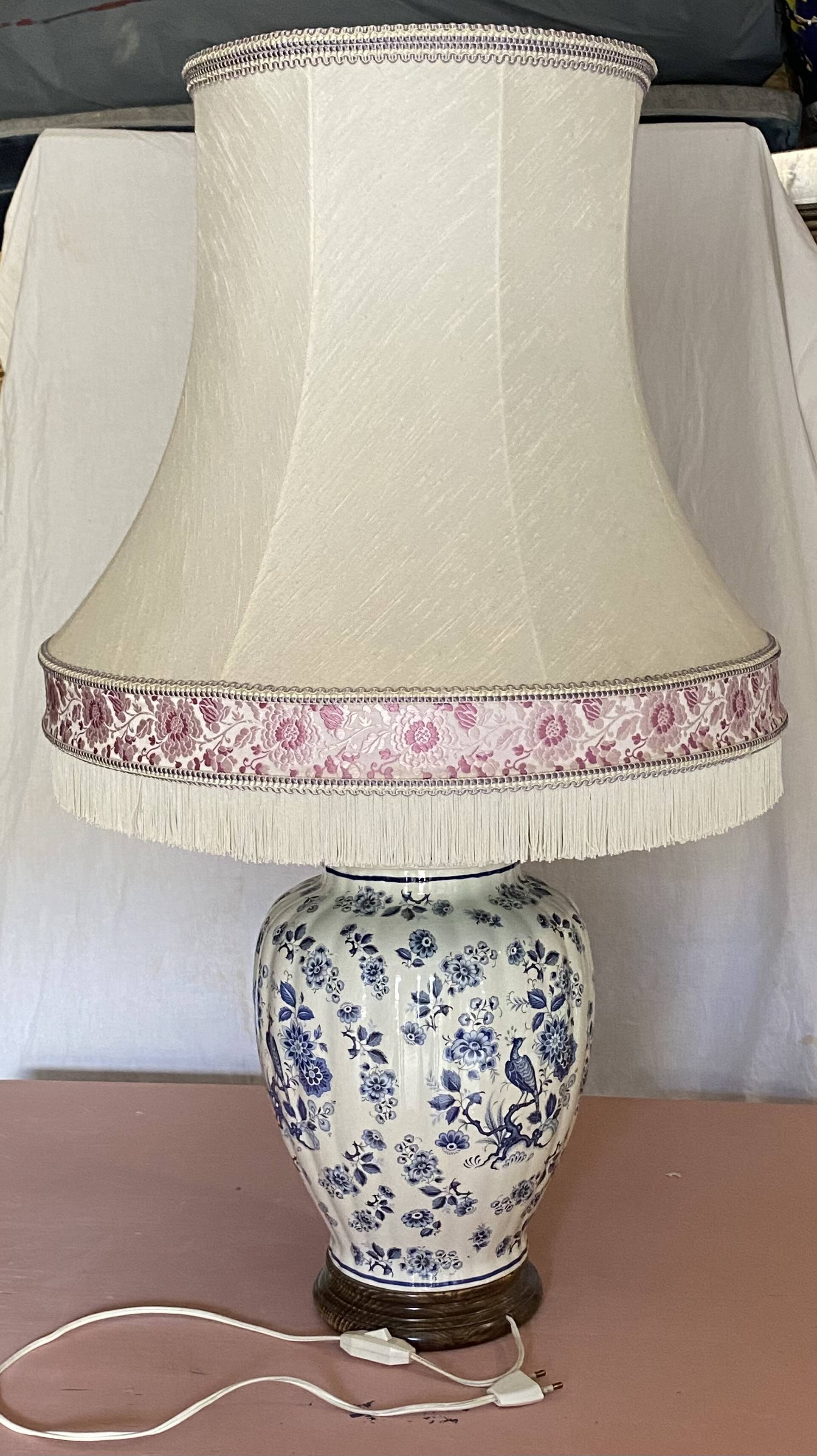 Moustier blue bird lamp and lampshade