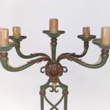 5-arm candle holder lamp on stand, vintage wrought iron floor lamp