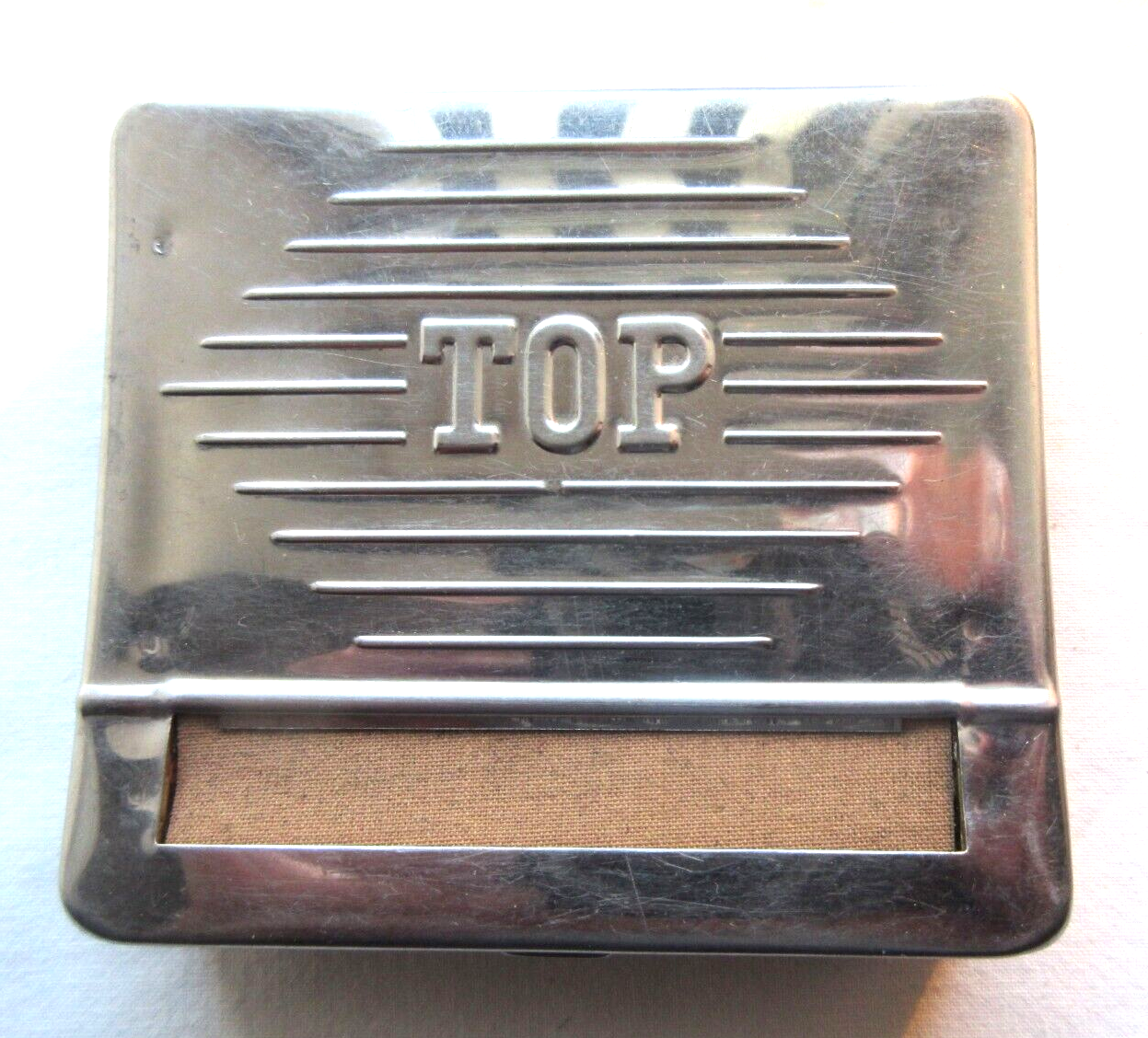 Boite à rouler les cigarettes en métal chromé, Art Déco, marque TOP