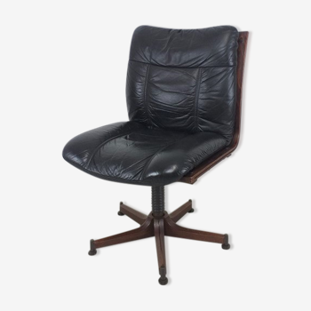 Vintage Scandinavian leather office armchair 60s