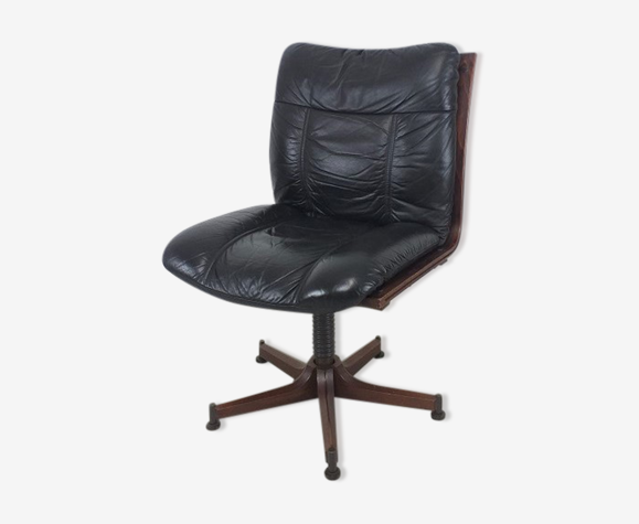 Vintage Scandinavian leather office armchair 60s