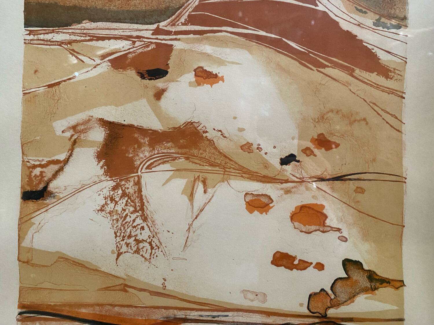 Old lithograph nicole tercinet levin “composition” + golden frame