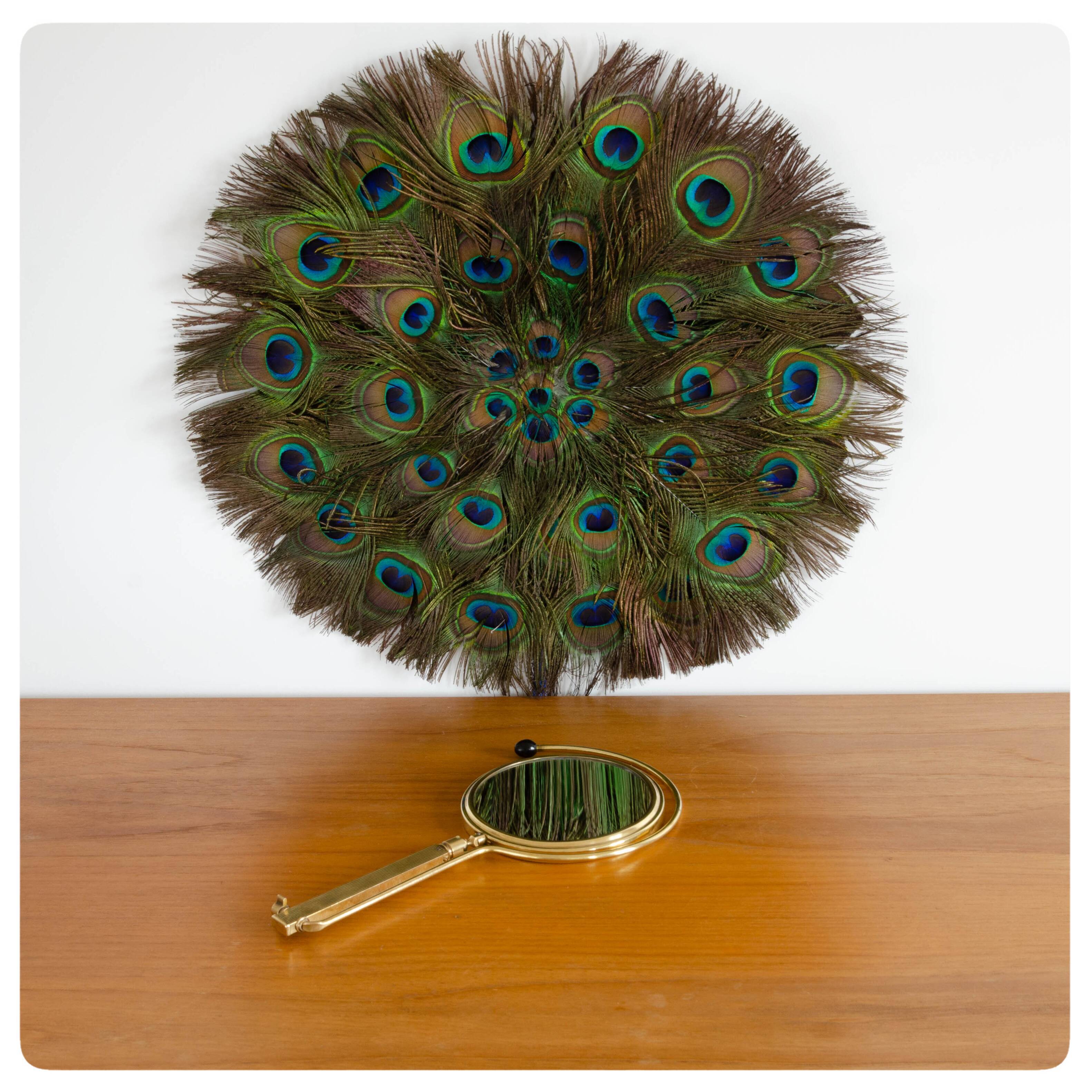 Old brass double sided mirror, France, Circa 1950