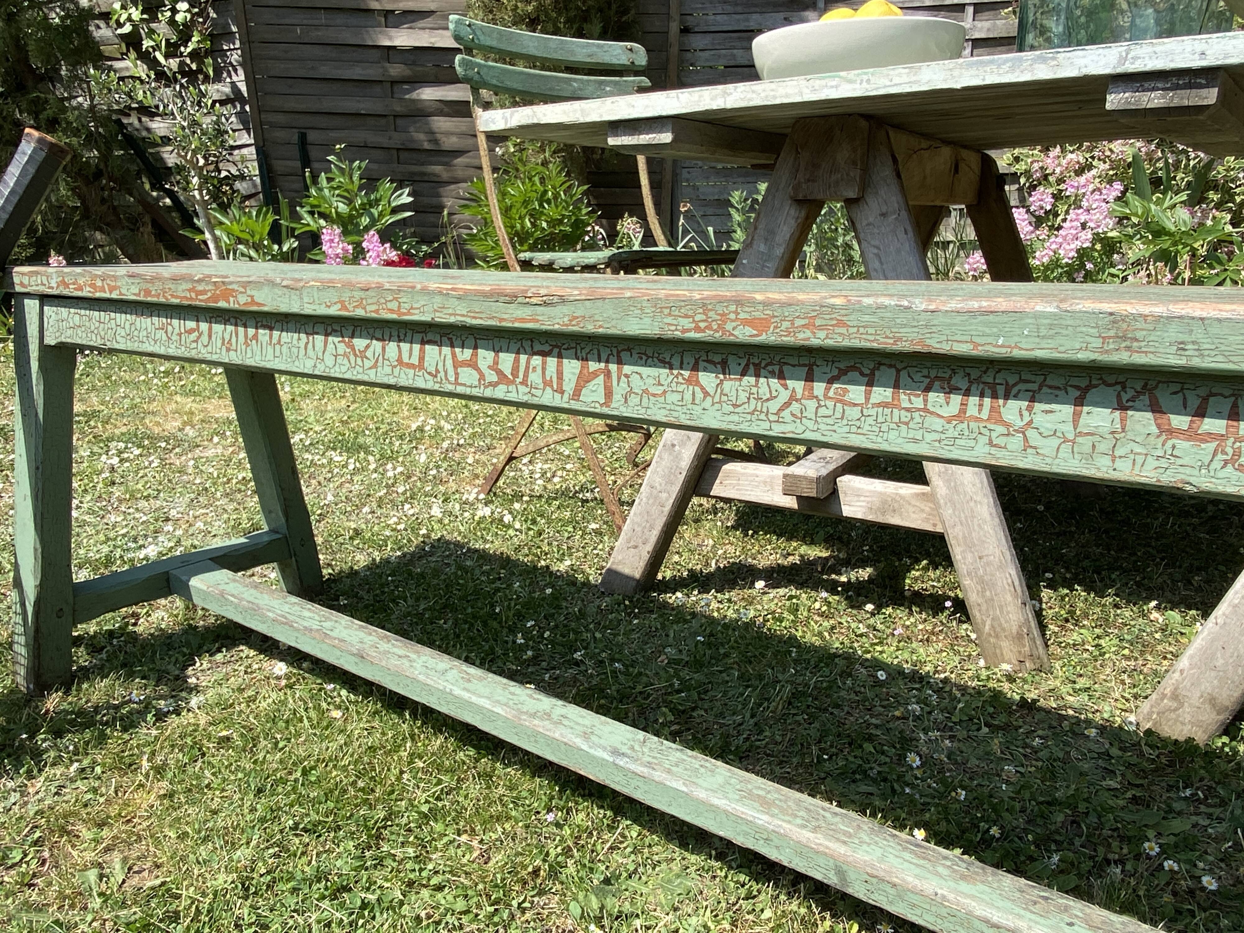 Old solid wood farmhouse bench