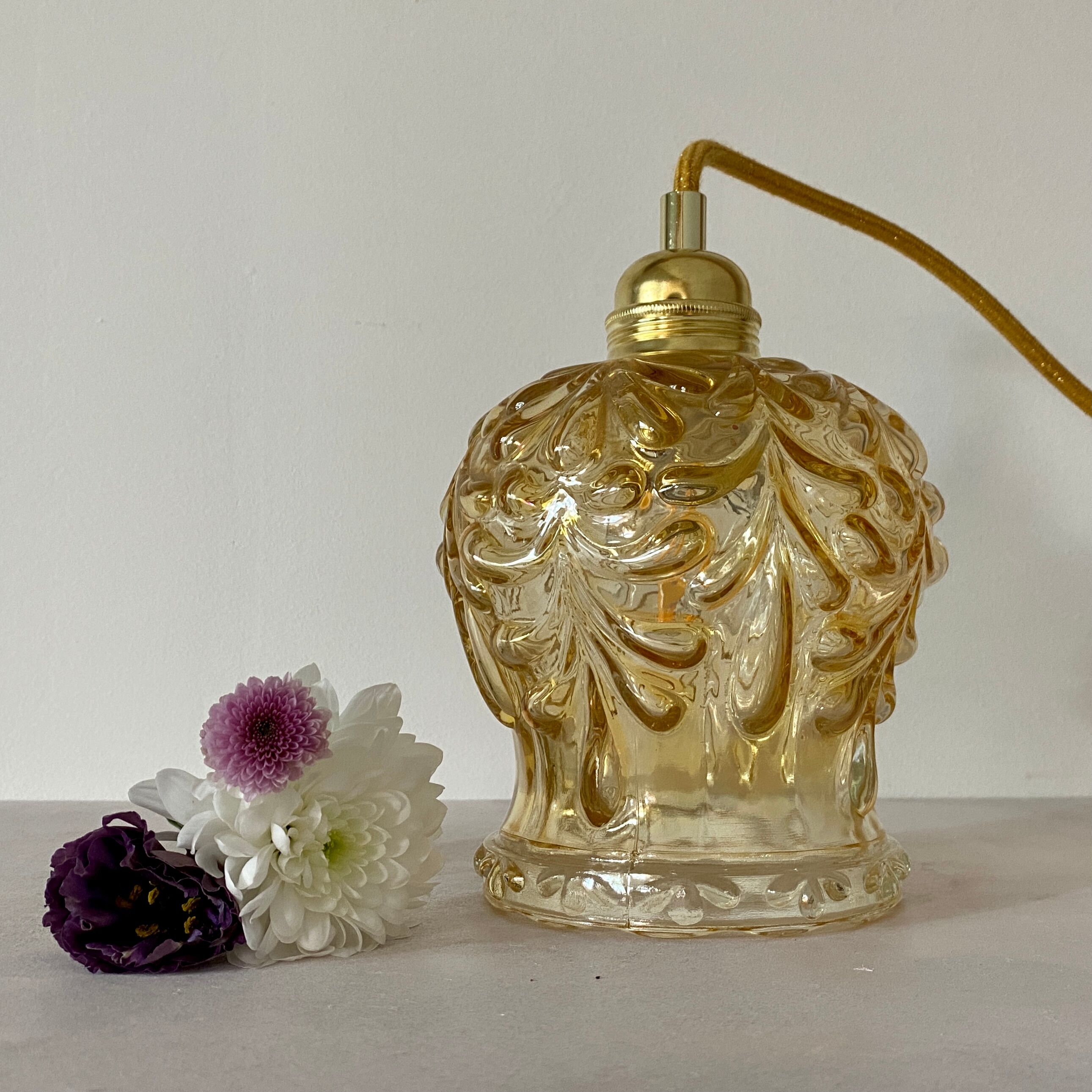 Vintage amber glass tulip walker