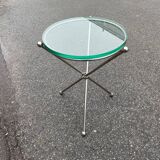 Table d'appoint pliante italienne vintage en argent et verre, 1978