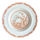 Assiette creuse en terre de fer anglaise ocre, service "Furnivals Quail"